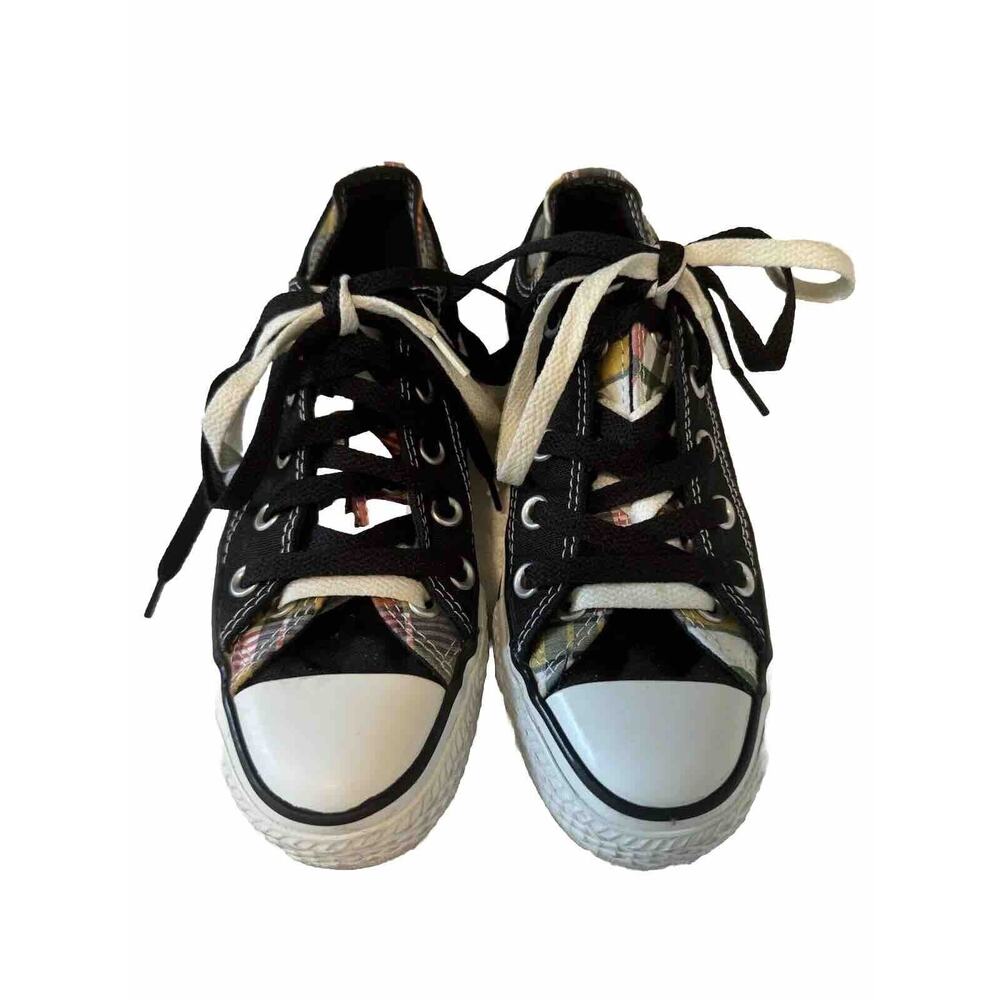 Converse Women's 5 Black All Star Double Tongue Plaid Sneaker Chuck Taylor Shoe